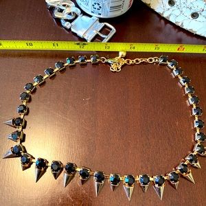 Gorgeous black stone and gold spike necklace. 20” long and adjustable